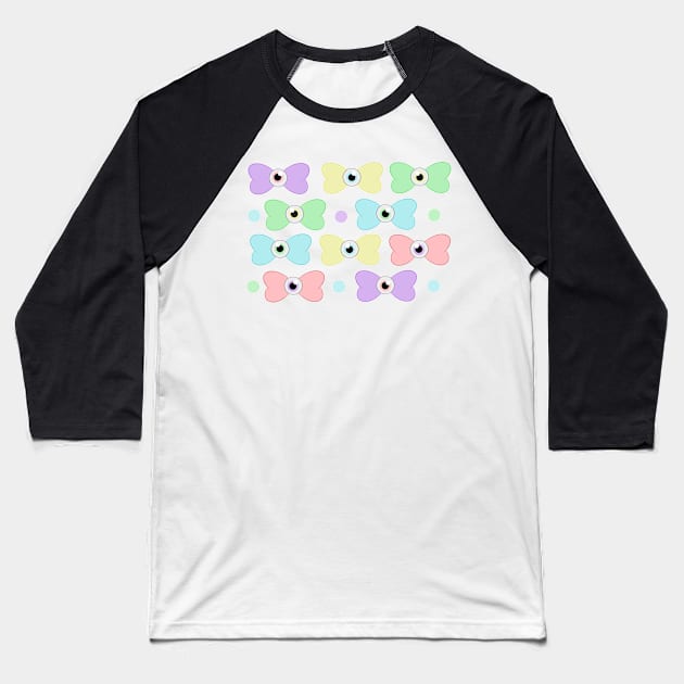 Bow Eyes Kawaii Baseball T-Shirt by Xinoni